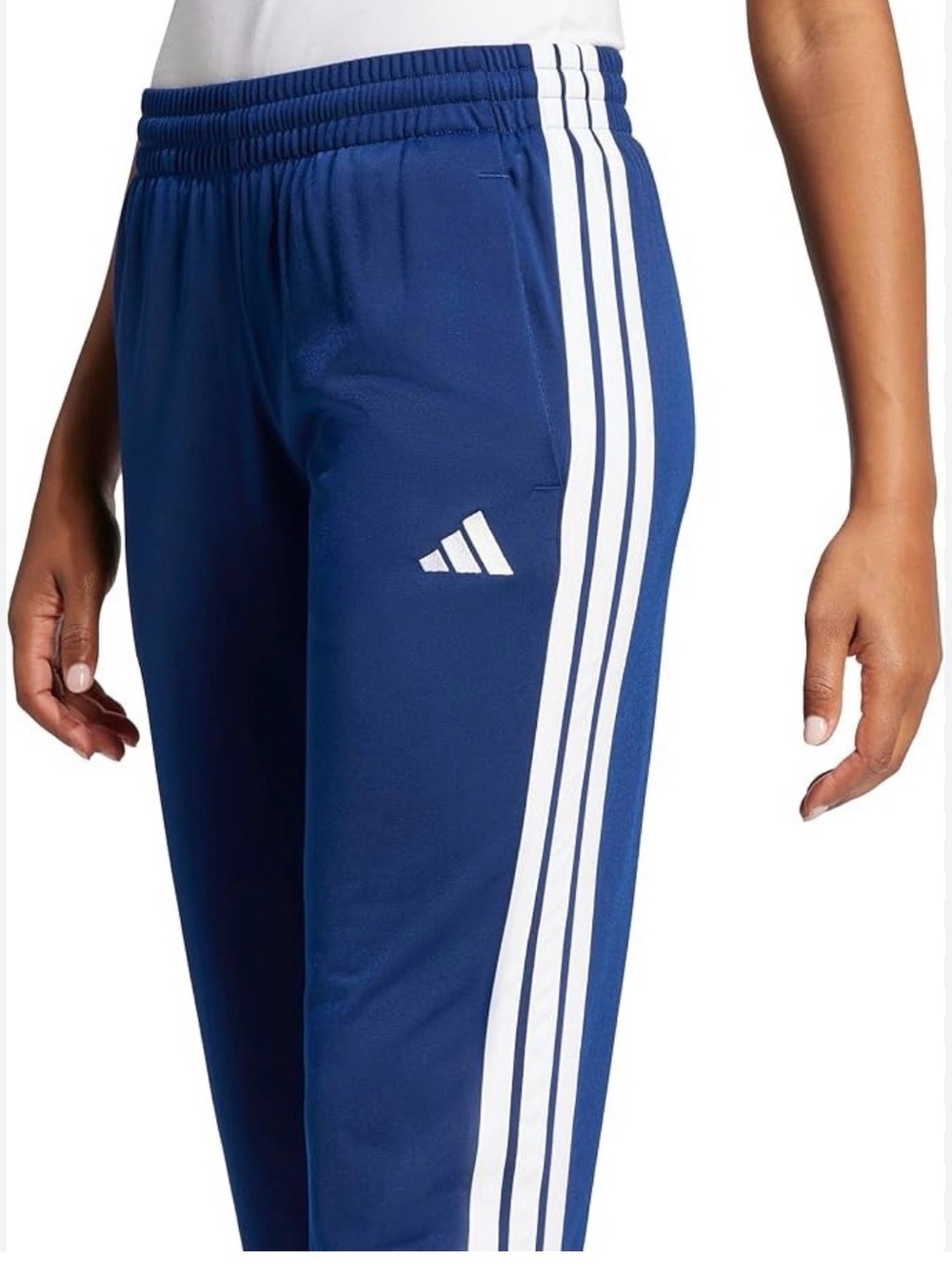 Adidas Women’s Tricot 3 Stripe Navy Blue Track Pants with White Stripes